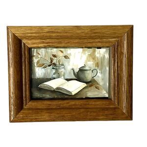 Teapot-Book Art Print in a Chunky Wood Photo Frame